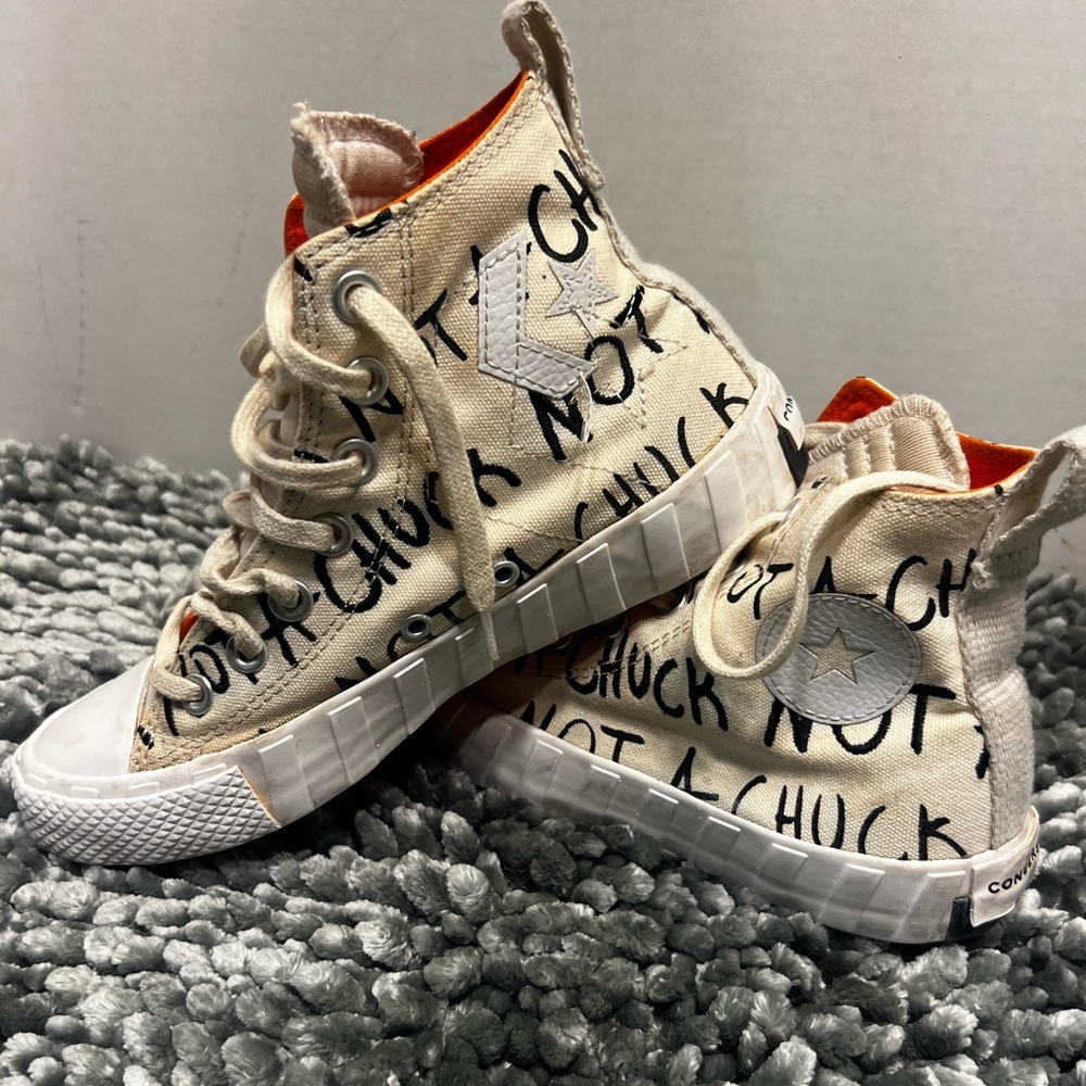 Converse Kids Sneakers in Cream and Orange - Picture 1 of 5